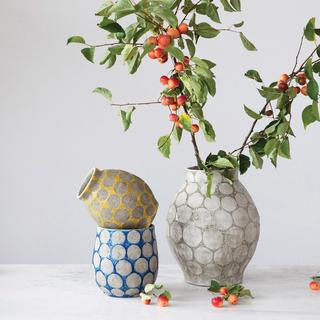 Polka Dotted Terracotta Rounded Vase