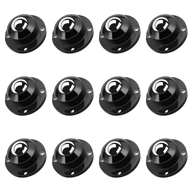 Self Adhesive Caster Wheels - 360° Swivel Wheels for Furniture - 1 Inch Steel Universal Wheel, 28 LBS Load Capacity Per Wheel, Low Profile Roller for Small Appliance Storage Bins (12 PCS, Black)