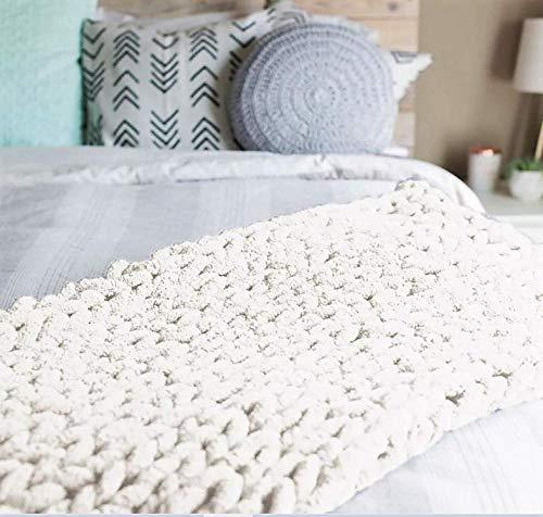 Abound Kingsize Chunky Knit Blanket - Beautiful Home Decor Throw - Soft Chenille Yarn - Couch, Bed, Chair, Pet Mat, Baby Blanket, Gift - Machine Washable [50"x60", Navy, Grey Blue, Beige, Yellow]