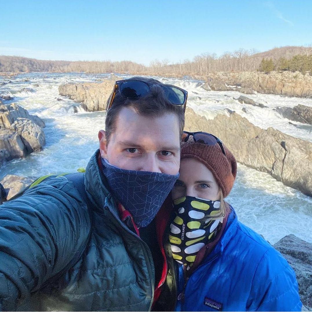 Hiking in nearby Great Falls Park, a local favorite.