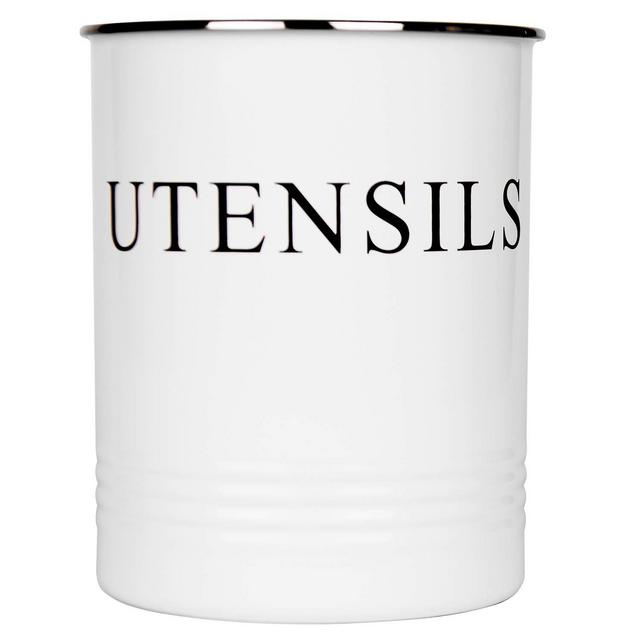 Kitchen Utensil Holder - Farmhouse Decor for Home - White Crock Organizer Caddy - Great for Large Cooking Tools by H+K Designs