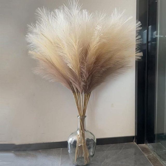 Wttisel 38" 10 Stems Faux Pampas Grass Decor - Tall Pampas Grass for Floor Vase, Boho Home Wedding Mothers Day Decoration (Beige Mixed)