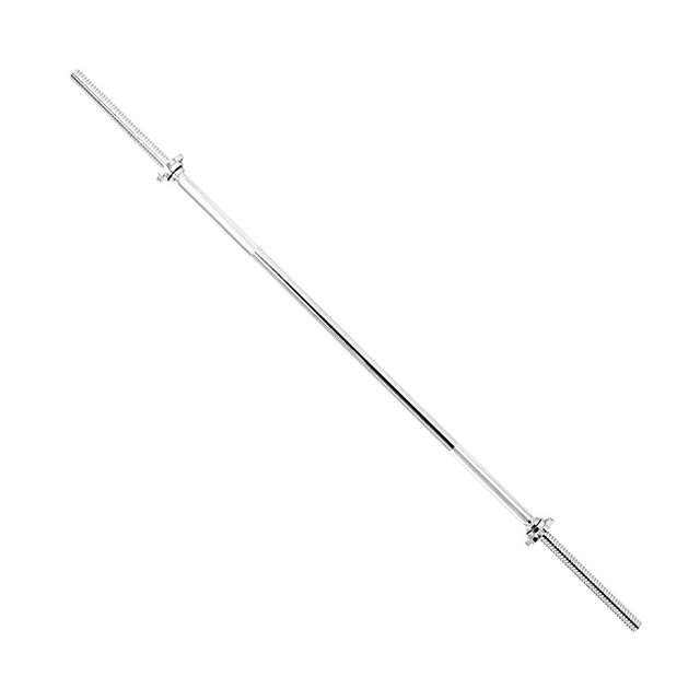 Sunny Health & Fitness 60 in Threaded Chrome Barbell Bar, 1 in Barbell Diameter with Ring Collars - STBB-60
