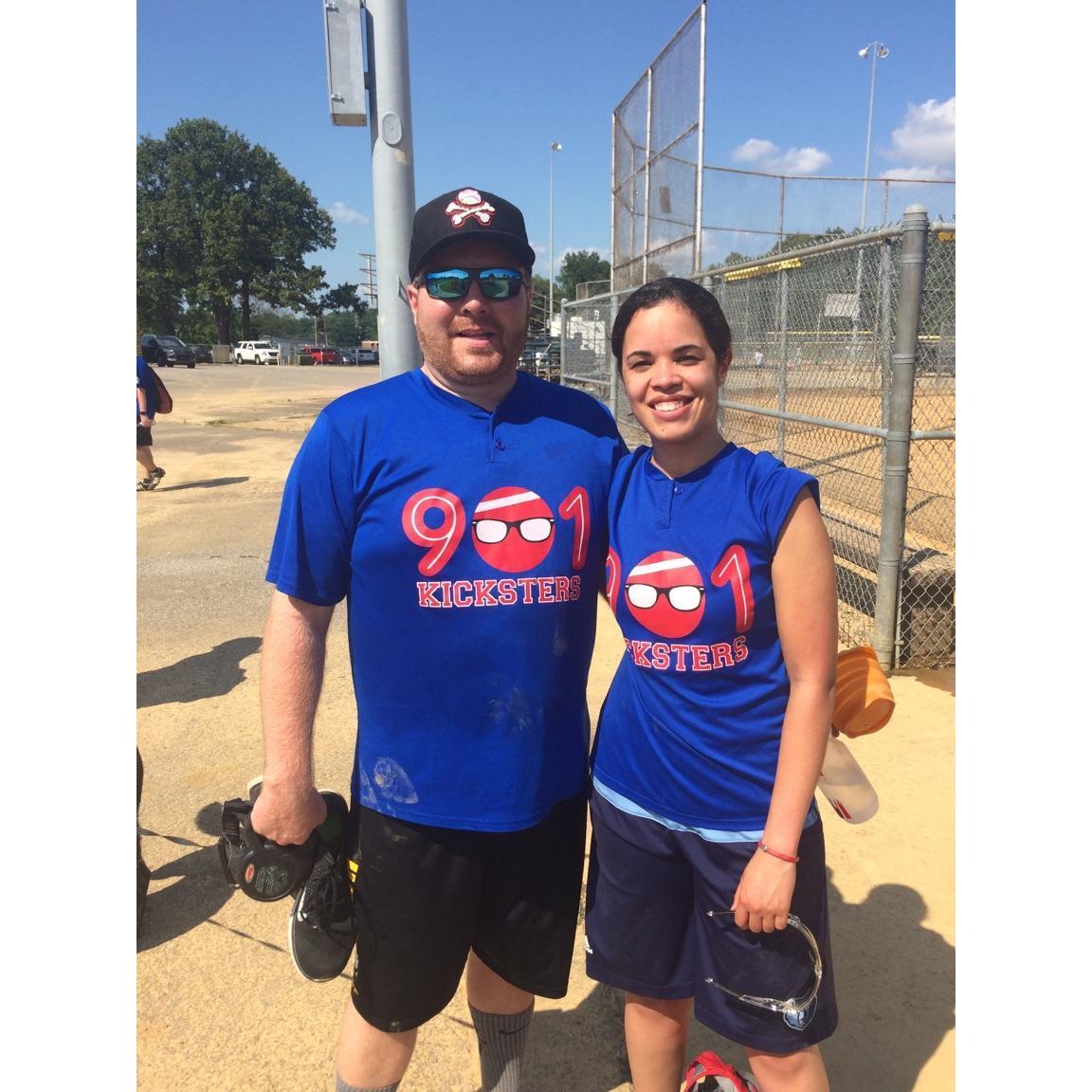 We met and got engaged on the kickball field!