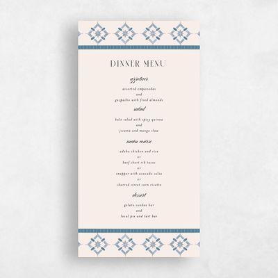 Linen, Beige Wedding Menu - Anafi