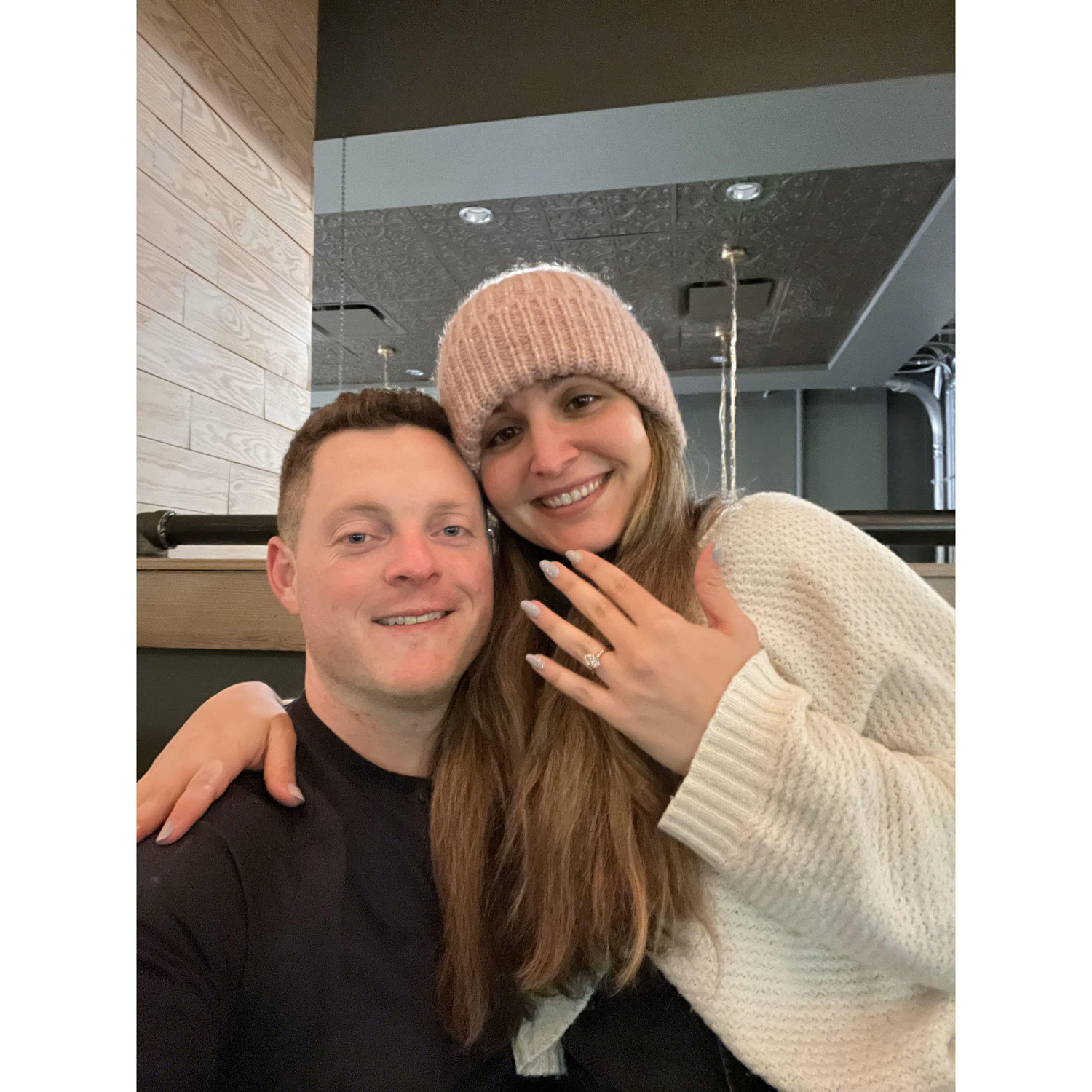 The night we got engaged on our 2 year anniversary! We took this photo at Vita Vite (a fun wine bar) where we had our first date!