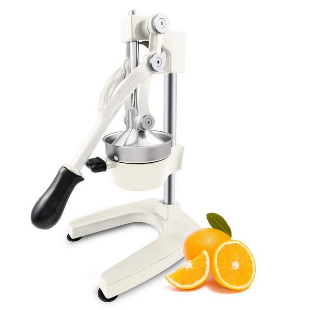 ROVSUN Professional Citrus Juicer, Commercial Grade Manual Fruit Press Juicer for Orange Lemon Pomegranate Juice, Premium Quality Heavy Duty Hand Press Citrus Juicer Press and Lime Squeezer Stand (White)