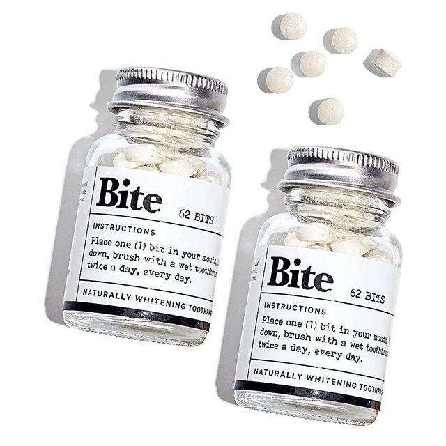 Bite Toothpaste Bits with Nano Hydroxyapatite - Eco and Travel-Friendly Whitening Toothpaste Tablets (Mint)