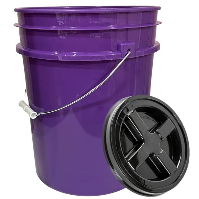 House Naturals 5 Gallon Purple Food Grade Plastic Bucket with Screw on Air Tight Lid- Made in USA (2)