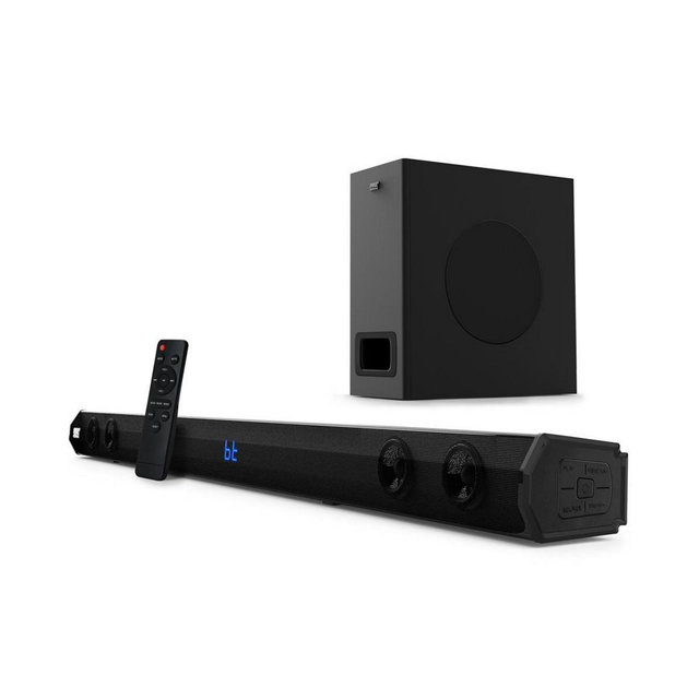 Pyle 35" 2.1 Channel Convertible Bluetooth Soundbar Speaker with LED Lights & Remote Control