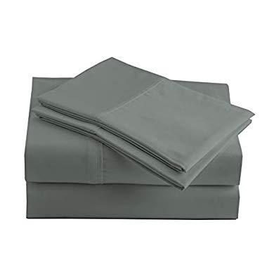 Peru Pima Luxury 415-Thread-Count Percale Peruvian Pima Cotton King Bed Sheet Set, Shadow Grey