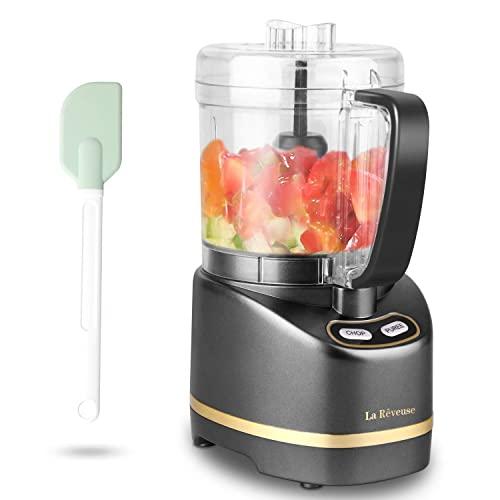 La Reveuse Electric Mini Food Processor with 200 Watts,2-Cup Prep Bowl for Mincing,Chopping,Grinding,Blending,Pureeing,Metallic Grey