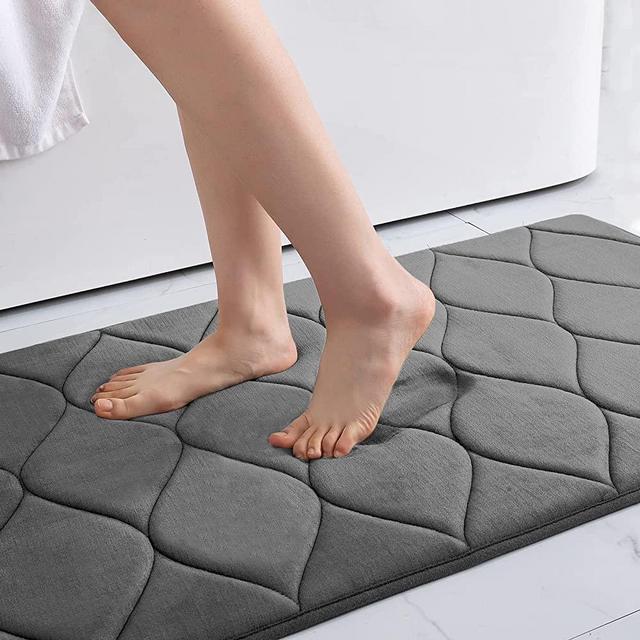 Colorxy Memory Foam Bathroom Rugs, Ultra Soft & Non-Slip Bath Mat, Water Absorbent and Machine Washable Bath Carpet Rug for Shower Bathroom Floor Rugs, 32''x20'', Dark Grey