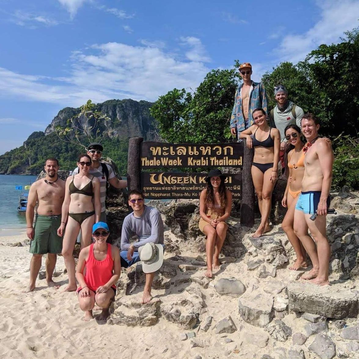 Jenn, Luke, and some friends on a island hopping adventure in Thailand!
