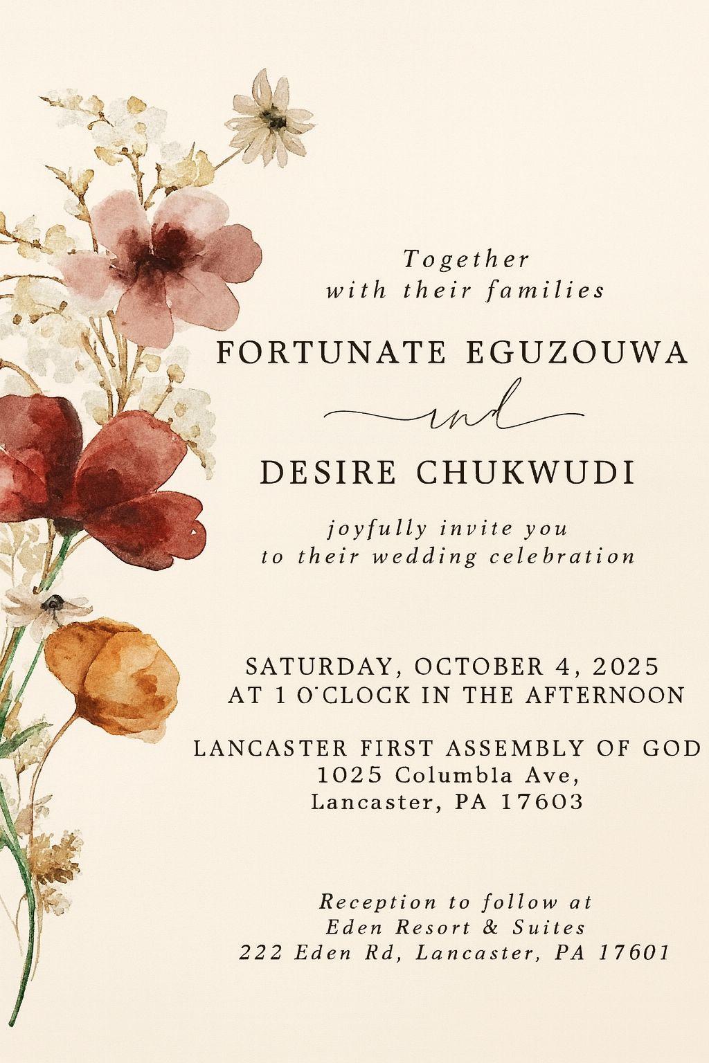 The Wedding Website of Fortunate Eguzouwa and Desire Chukwudi
