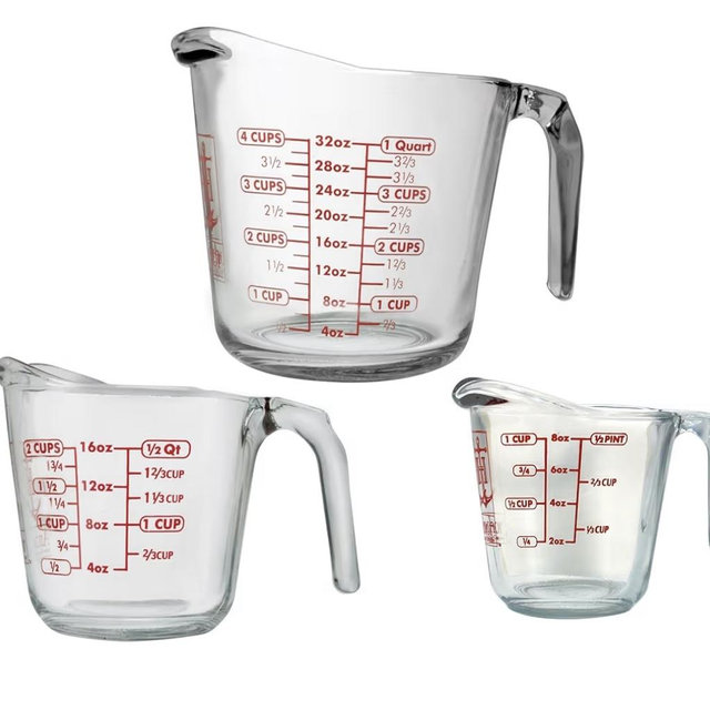 Anchor Hocking Glass Measuring Cups, 3 Piece Set (1 Cup, 2 Cup, 4 Cup liquid measuring cups)