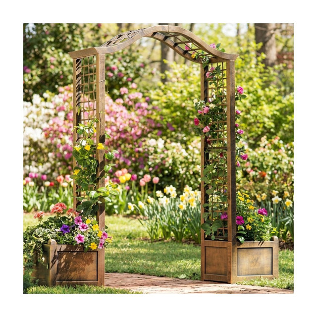 BrylaneHome Resin Garden Arch Trellis - Bronze
