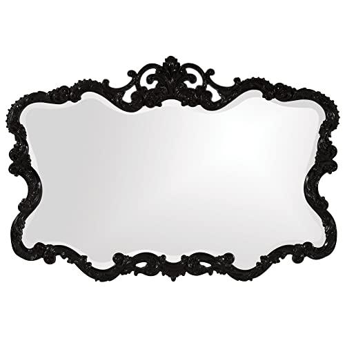 Howard Elliott Talida Mirror, Ornate Wall Focal Point, Resin Frame, Black, 27 Inch x 38 Inch x 1 Inch