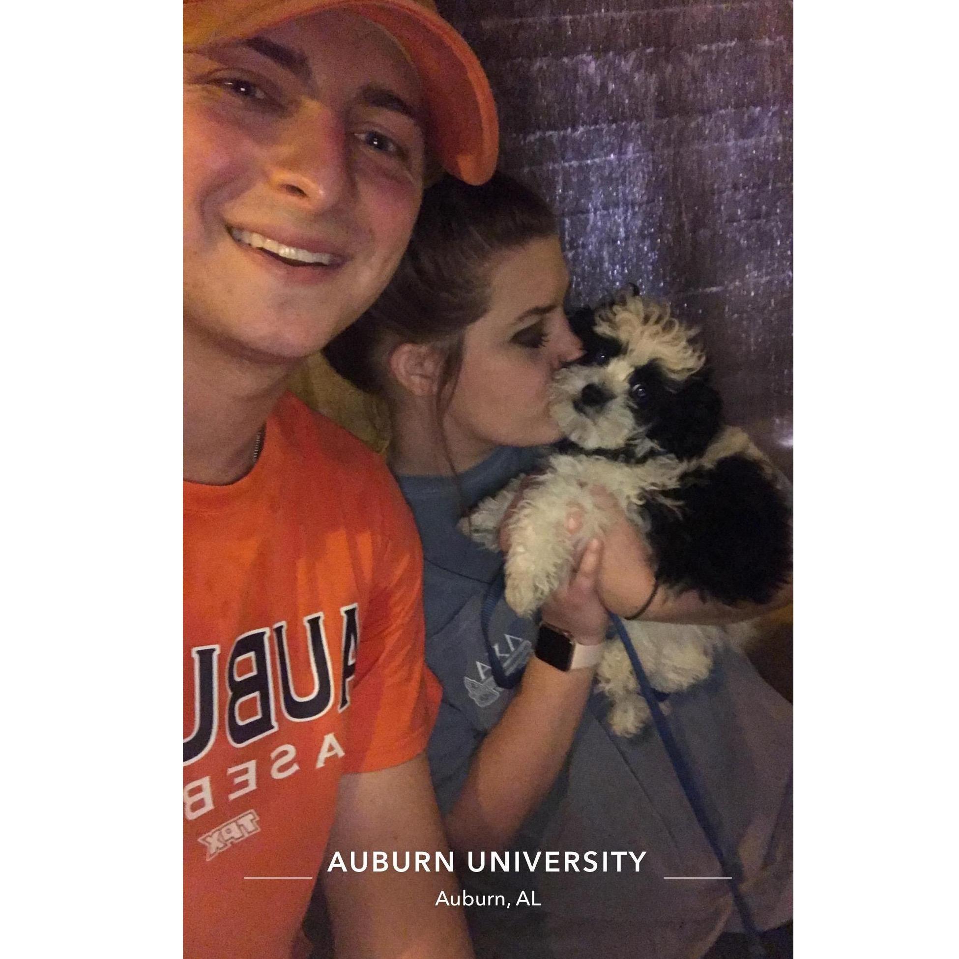 We took Spade for his first walk at Auburn University on this day.