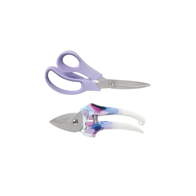 Fiskars 2pc Designer Pruner Garden Tool Set Lavender