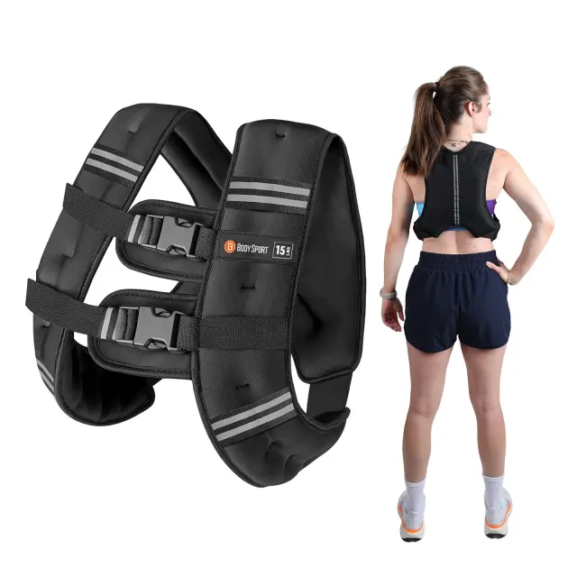 Body Sport Weighted Vest, 15 lb. - Adjustable Fitness Vest for Strength Training, Running, Walking, and Endurance Workouts