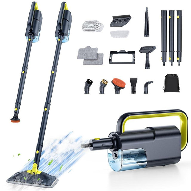 ScrubWiz 10-in-1 Steam Cleaner, Steam Mop & Handheld Steam Cleaner with 350ml Water Tank, 10s Fast Heating, 2 Steam Modes, Portable Steamer for Kitchen, Floor, Tile, Window, BBQ Grill, Car, Soft Gray