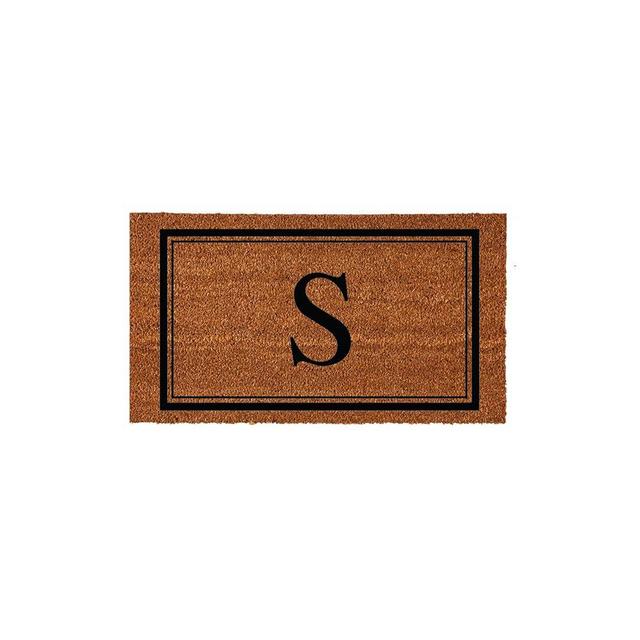 Evergreen Flag Monogram Letter S Entrance Doormat | 28 x 16 inches | Dirt Catching Natural Coir | All-Season | Non-Slip Backing | Indoor and Outdoor Home Decor