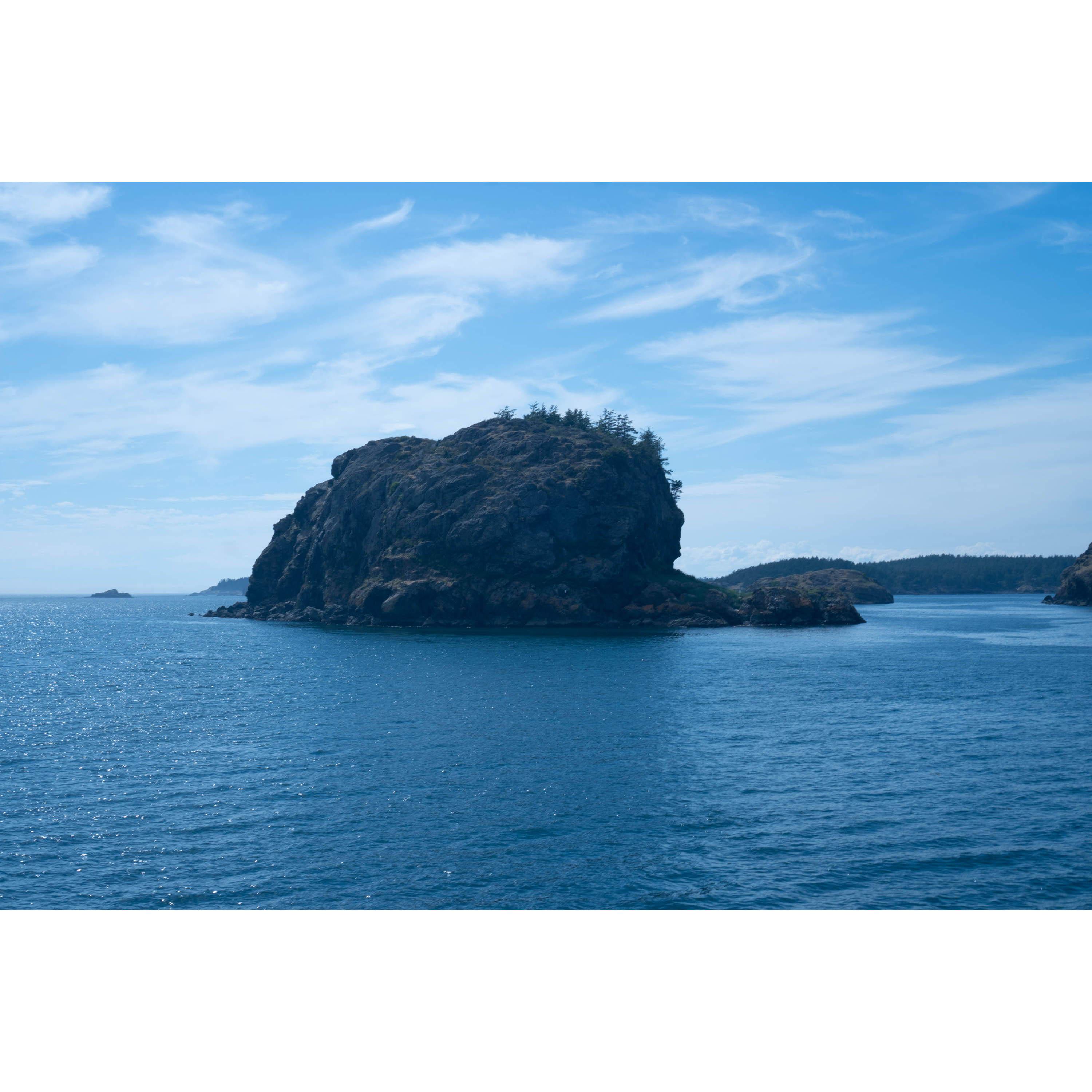 View from the whale watching boat in the Salish Sea near San Juan Islands