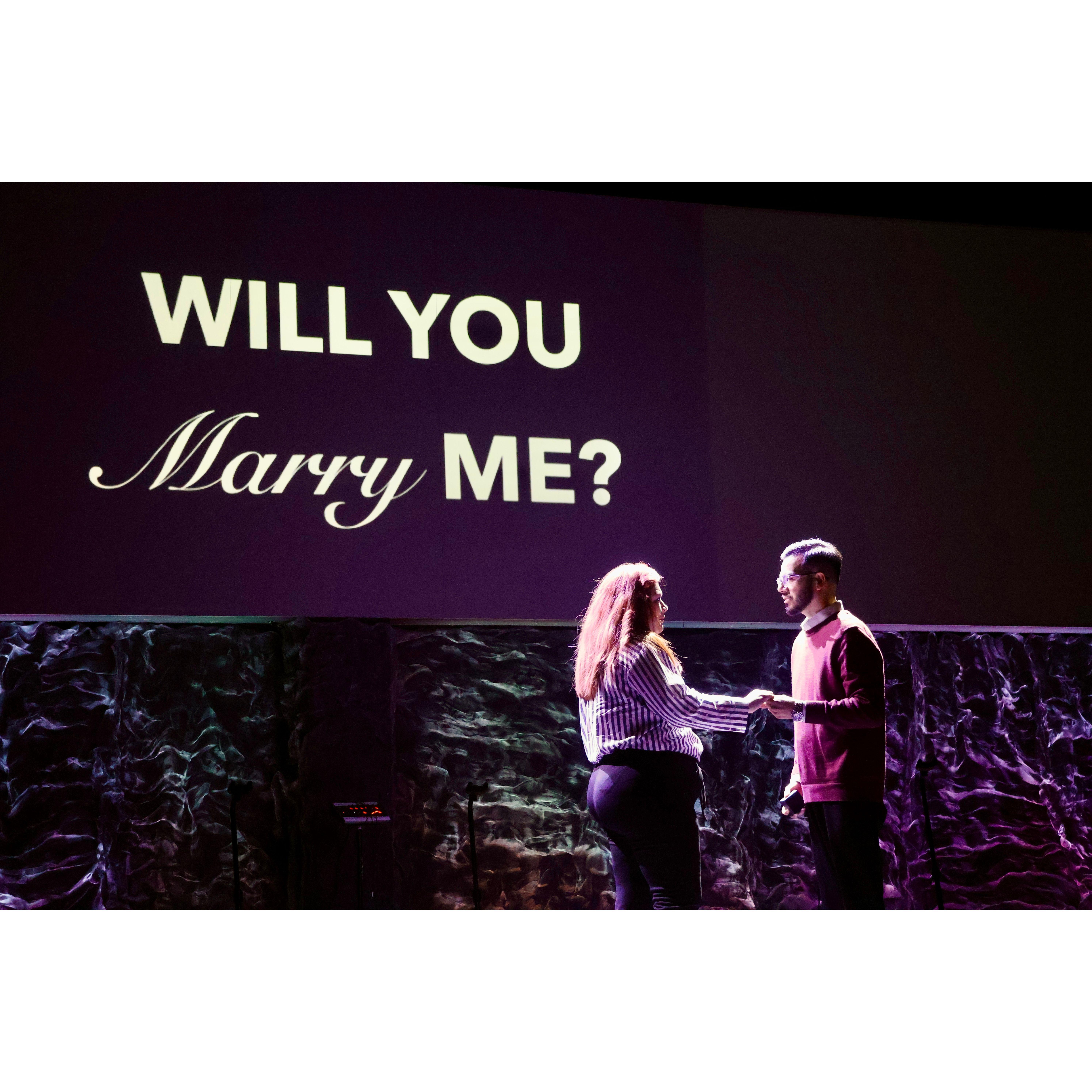 Josef and Eriene exchanged some words before the BIG question!