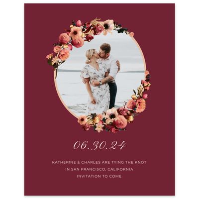 Maroon, Red Wedding Digital Save the Date - Napa Classic