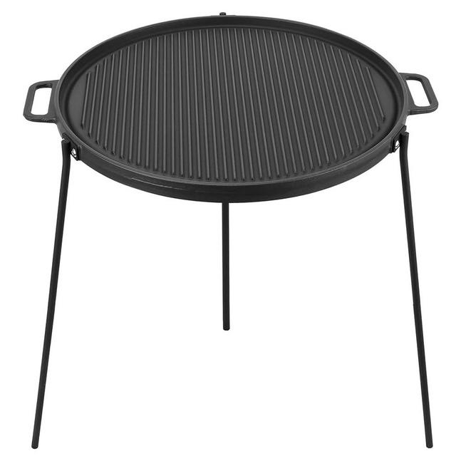Onlyfire 18" Cast Iron Campfire Griddle, Double Sided Reversible Stovetop Grill, Griddle Pan with Handles, 3 Removable & Height Adjustable Legs, Perfect for Gas Cooker, Outdoor Campfire Cooking