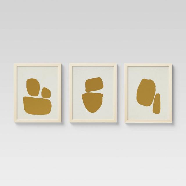 (Set of 3)16" x 20" Foil on Cream Framed Print Gold - Project 62™