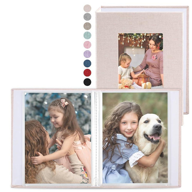vivinin 2 Pack Photo Album 5x7, Linen Cover Photo Book, Small Photo Album Book for 36 Pockets Hold 72 Pictures, Picture Book for Photos Family Anniversaries Baby Vacations (Off-White)