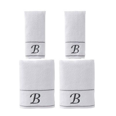 4pc "B" Monogram Bath/Hand Towel Set White - SKL Home