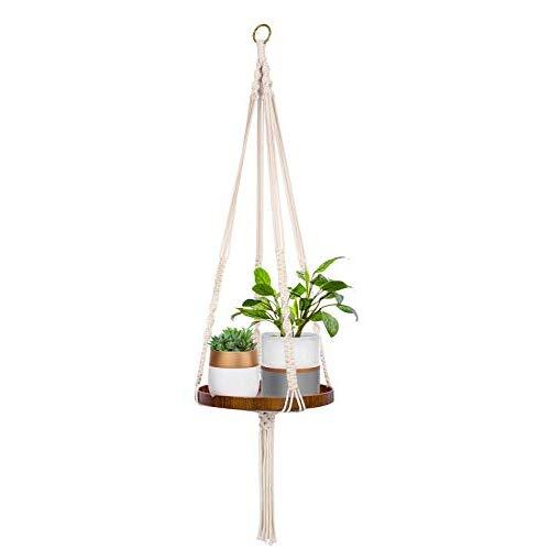 TIMEYARD Macrame Plant Shelf Hangers-Indoor Hanging Planter Decorative Pot Holder with Beautiful Flower Cut Outs - Boho Chic Bohemian Home Decor, in Box