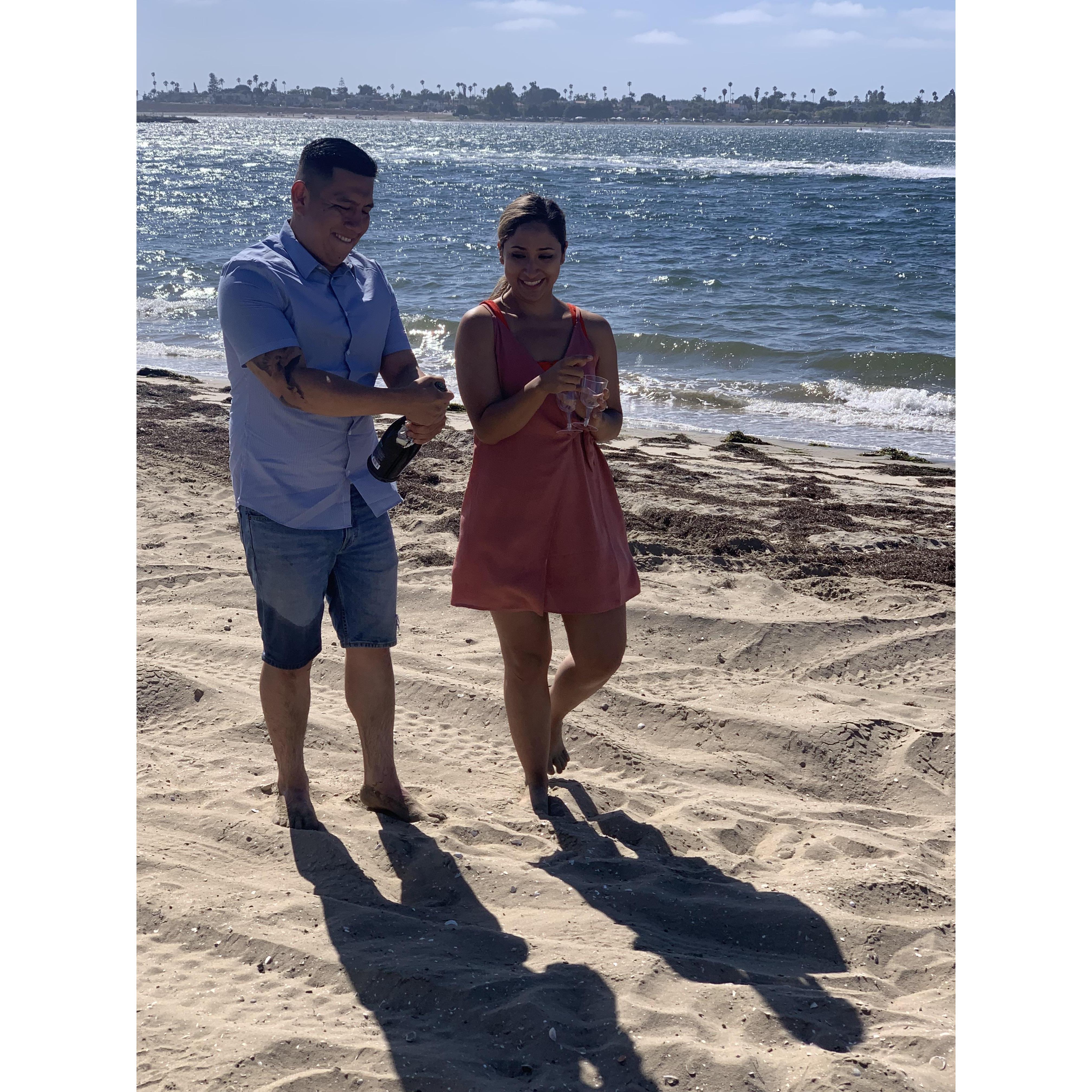 We popped champagne after the proposal!