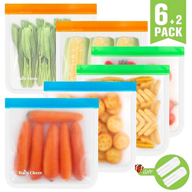 Reusable Gallon Storage Bags 6 Pack, Extra Thick Gallon Freezer Bags, Leakproof Ziplock Gallon Food Storage Bags for Meat, Sandwich, Fruit, Snack, Meal Prep, Travel Items, Home Organization/Multicolor