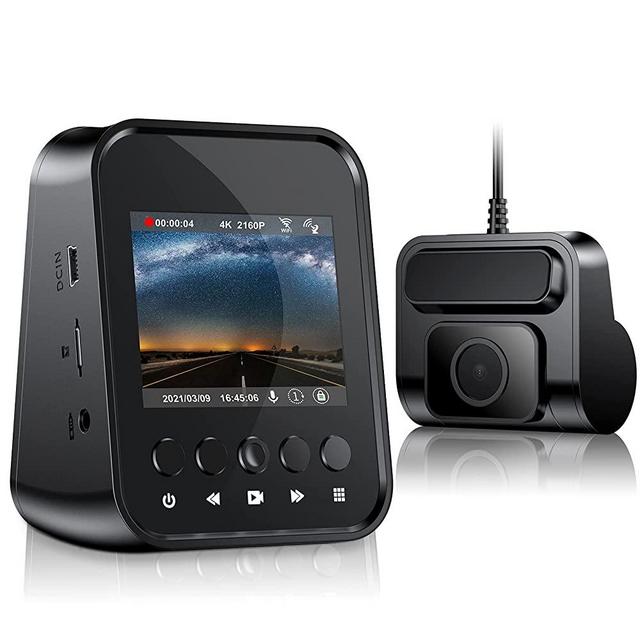 GreaTalent 4K Dual Dash Cam 3840x2160P +1080P Front and Rear Car Camera, Built-in Super Capacitor, 8MP CMOS, WiFi, GPS, Night Vision, Parking Mode, G-Sensor, Time Lapse