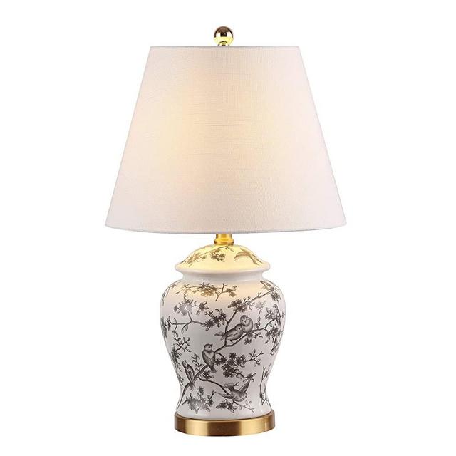 JONATHAN Y JYL3005C Penelope 22" Chinoiserie Classic LED Table Lamp Cottage Traditional Bedside Desk Nightstand Lamp for Bedroom Living Room Office College Bookcase LED Bulb Included, Gray/White