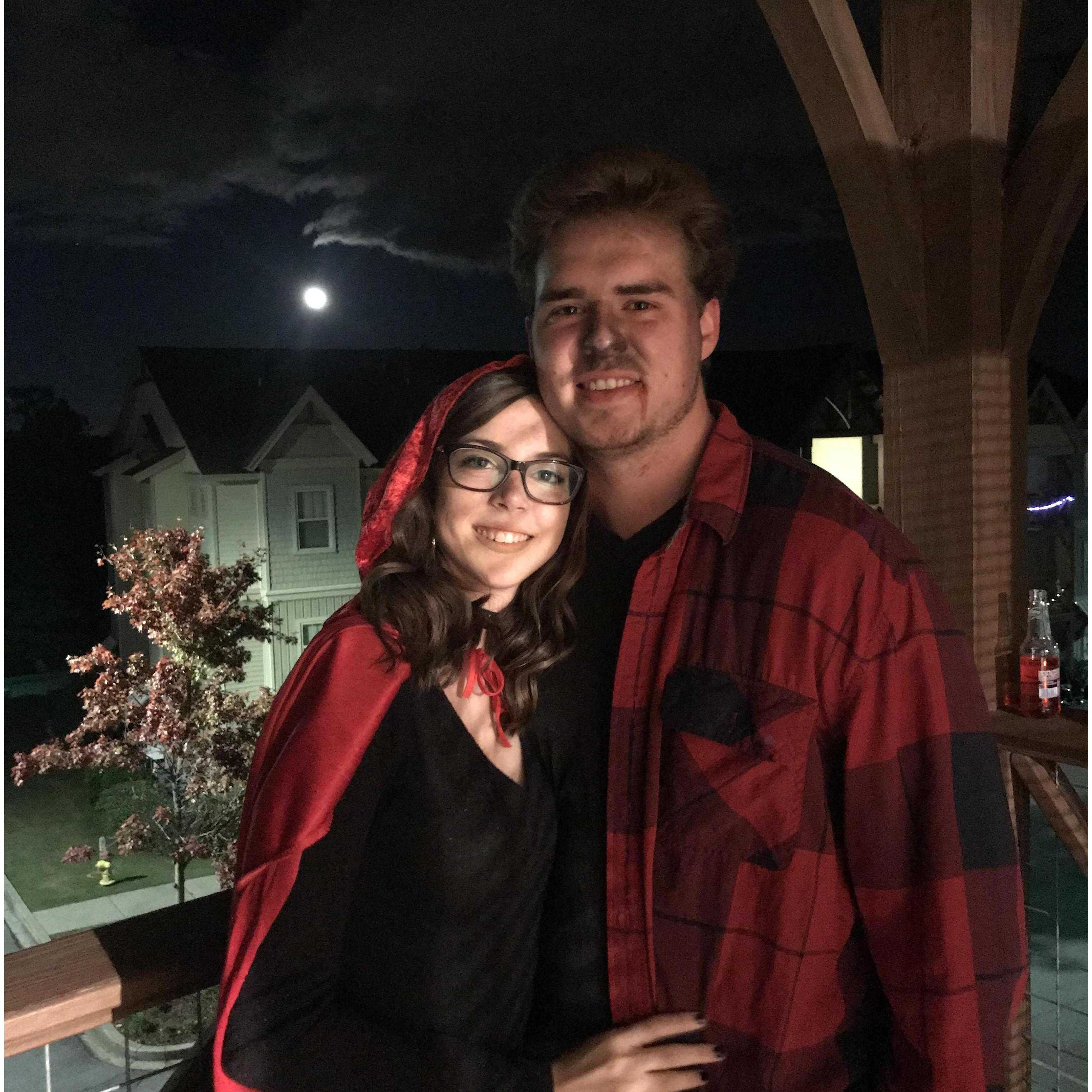 Our first halloween together! Little red riding hood and the big wolf
