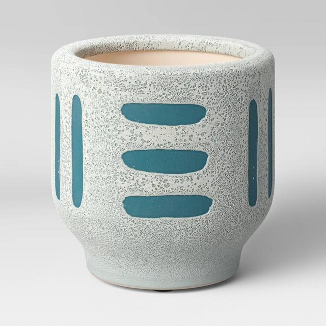 4" Earthenware Ceramic Planter Striped Gray - Project 62™