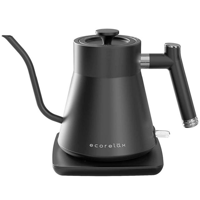 EcoRelax Gooseneck Electric Kettle, Pour Over Coffee and Tea Kettle, 100% Stainless Steel Interior, 1200w Automatic shut off Hot Water Boiler with British Strix Boli Dry Protection, 0.8L Grey