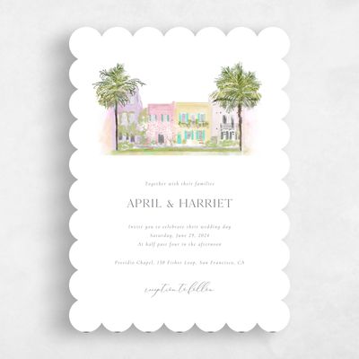 White Scalloped Wedding Invitation - Ashbey Classic