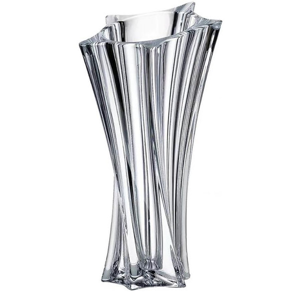 Crystal Glass Vase – Heavy Crystal Vase for Flowers with Weighted Bottom, Thick Durable Decorative Vases for Modern Home Decor, 9.8″ 3.5lb Clear Centerpiece (Transparent)