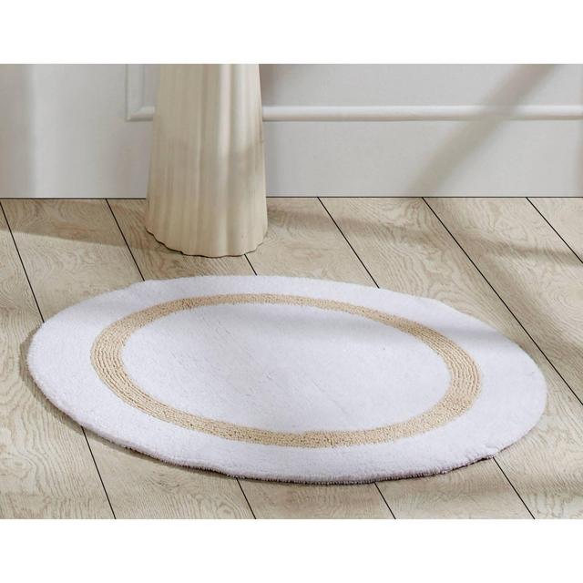 30" Round Hotel Collection Bath Rug White/Sand - Better Trends