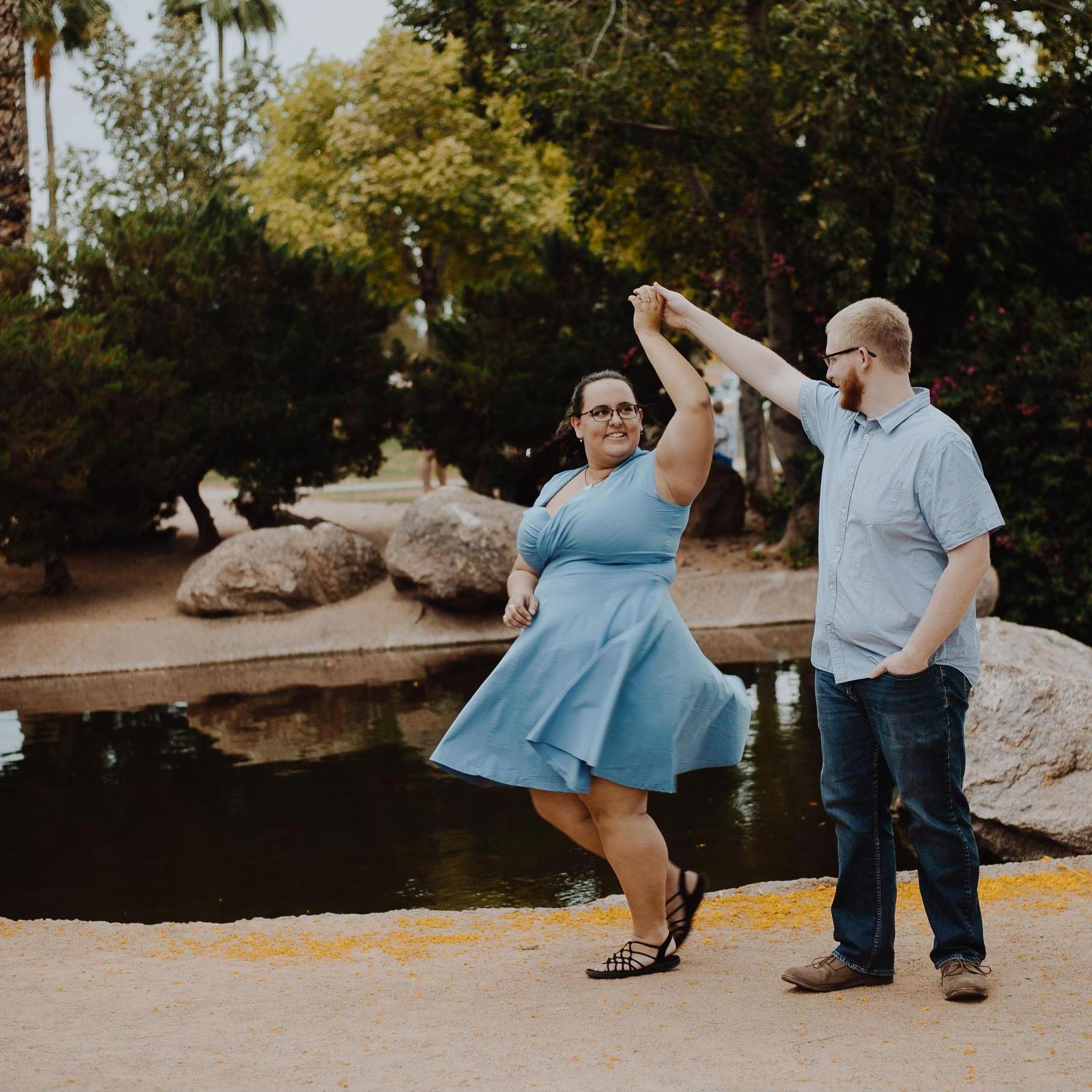 This spin almost resulted in disaster via the river in the background--luckily, Skyler was a fantastic spinning partner and prevented the catastrophe