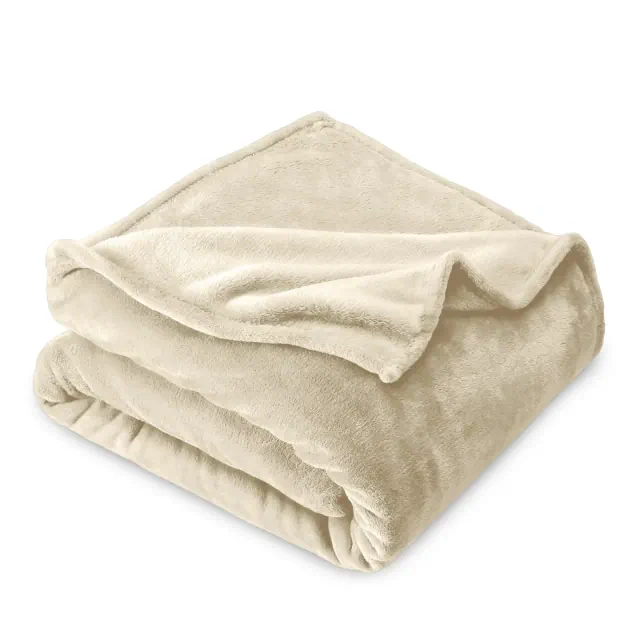Oyster Microplush Twin/Twin XL Fleece Blanket by Bare Home