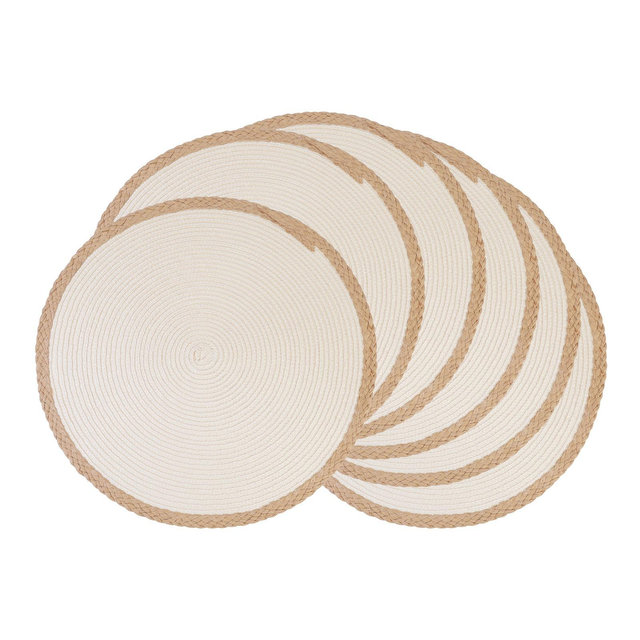 REGALWOVEN Farmhouse Placemats Set of 6 Woven Placemats Washable Rustic Kitchen Table Mat for Dining Table Decor Apricot