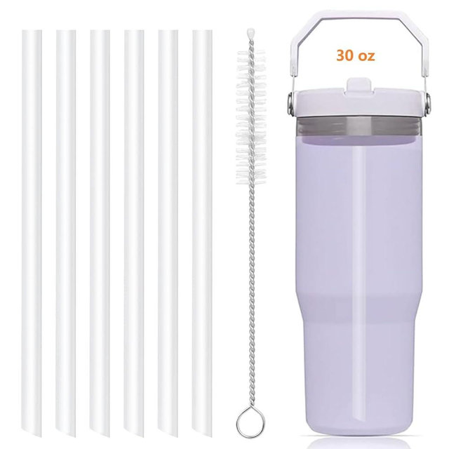 Bubrike Replacement Straws ONLY Compatible with Stanley IceFlow Flip Straw Tumbler 30 oz,64 oz(Old Model)-Accessories included 6 Straws,1 Cleaning Brush