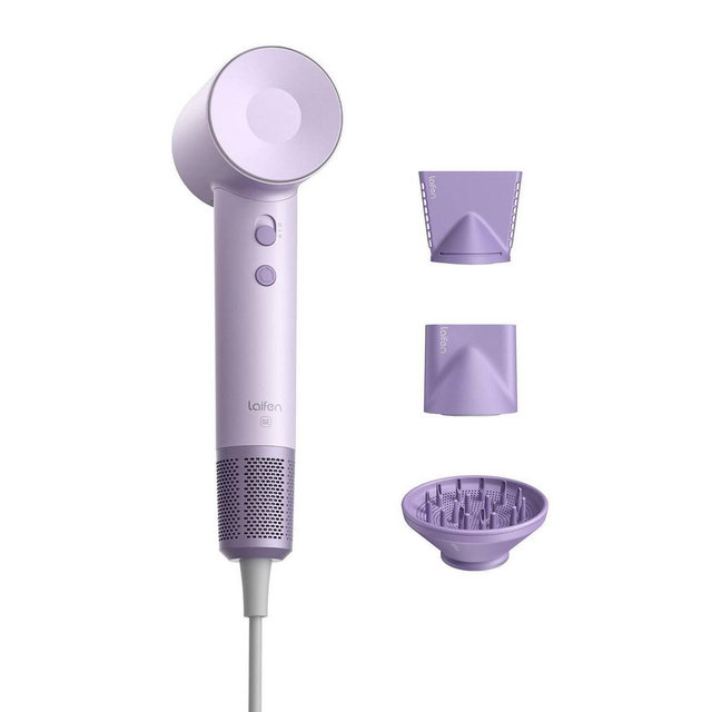 Laifen SE Hair Dryer - Purple - 1400 Watts: Volumizing, Polycarbonate, 4 Heat Settings, Includes Concentrator & Diffuser
